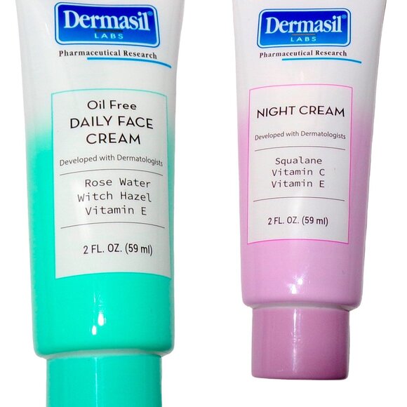 Dermasil Labs Daily Day Cream and Night Cream Oil Free Rose Water Vitamin E, C - Picture 1 of 5